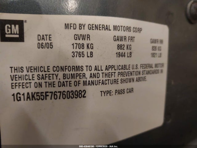 2006 CHEVROLET COBALT 1G1AK55F767603982 Photo 8