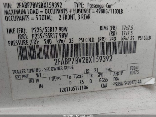 2011 FORD CROWN VICTORIA 2FABP7BV2BX159392 Photo 8