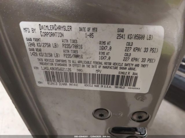 2005 JEEP LIBERTY 1J4GL48K05W621126 Photo 8