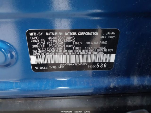 2025 MITSUBISHI ECLIPSE CROSS JA4ATWAAXSZ040827 Photo 8