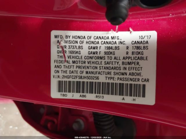 2018 HONDA CIVIC 2HGFC2F58JH503256 Photo 8