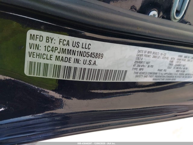 1C4PJMMN1ND545889 Jeep Cherokee Latitude Lux 4x4
