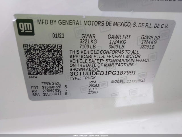 2023 GMC SIERRA 1500 3GTUUDED1PG187991 Photo 8