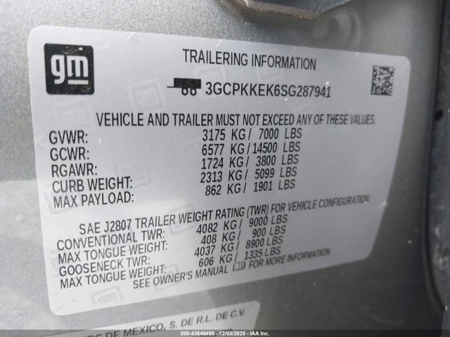 3GCPKKEK6SG287941 Chevrolet Silverado 1500 4wd Short Bed Lt With 2fl