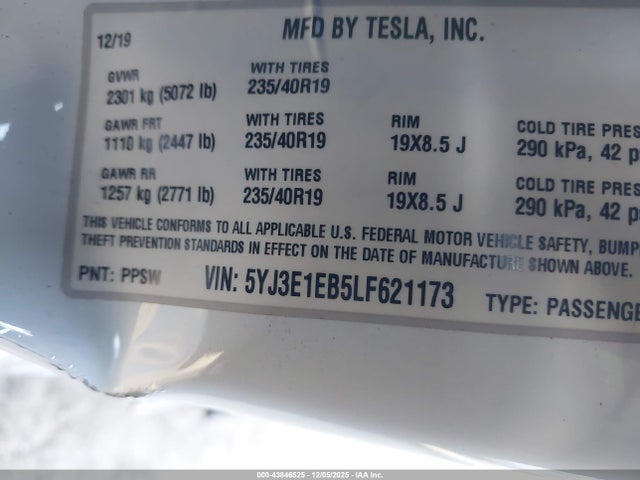2020 TESLA MODEL 3 5YJ3E1EB5LF621173 Photo 8