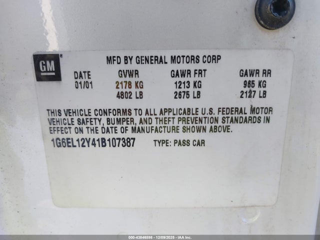 2001 CADILLAC ELDORADO 1G6EL12Y41B107387 Photo 8