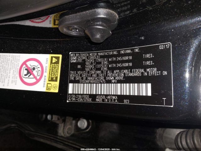 2017 TOYOTA HIGHLANDER 5TDZARFH6HS027475 Photo 8