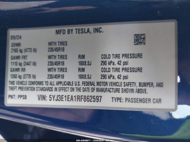 2024 TESLA MODEL 3 5YJ3E1EA1RF862597 Photo 8