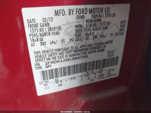 2012 FORD EDGE 2FMDK3J99CBA87356 Photo 8