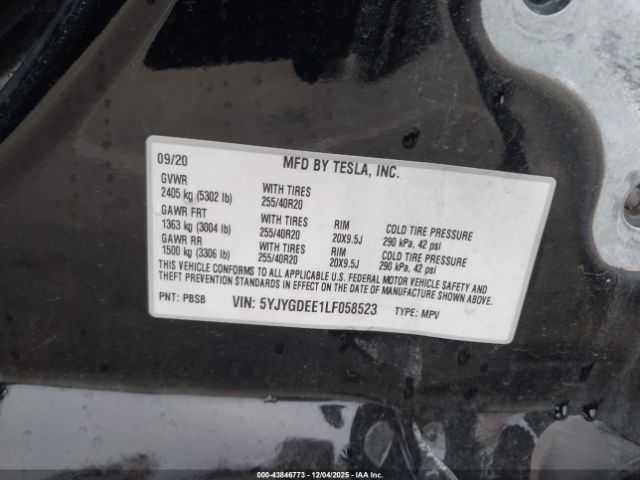 2020 TESLA MODEL Y 5YJYGDEE1LF058523 Photo 8