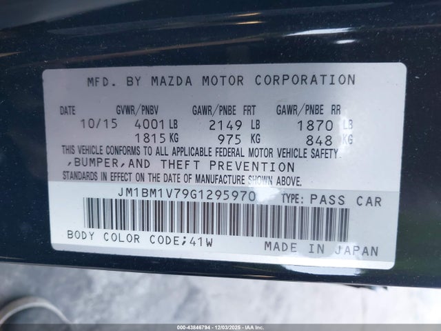 JM1BM1V79G1295970 Mazda Mazda3 I Touring