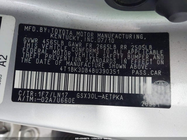 Продаж на аукціоні авто 2011 Toyota Avalon Limited, vin: 4T1BK3DB4BU390351, номер лоту: 43846876
