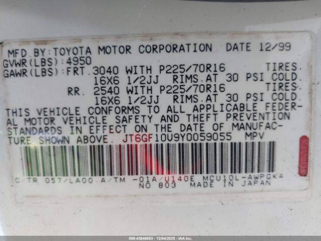 2000 LEXUS RX 300 JT6GF10U9Y0059055 Photo 8