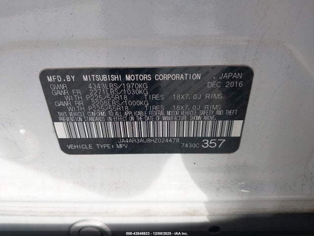 2017 MITSUBISHI OUTLANDER SPORT JA4AR3AU8HZ024478 Photo 8