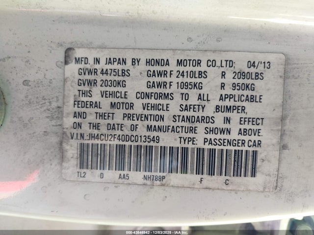 Aukcja sprzedaży 2013 Acura Tsx 2.4, vin: JH4CU2F40DC013549, numer aukcji: 43846942