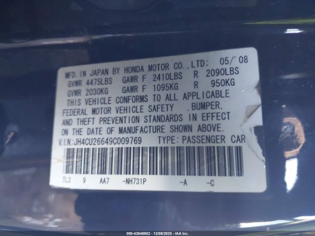 2009 ACURA TSX JH4CU26649C009769 Photo 8
