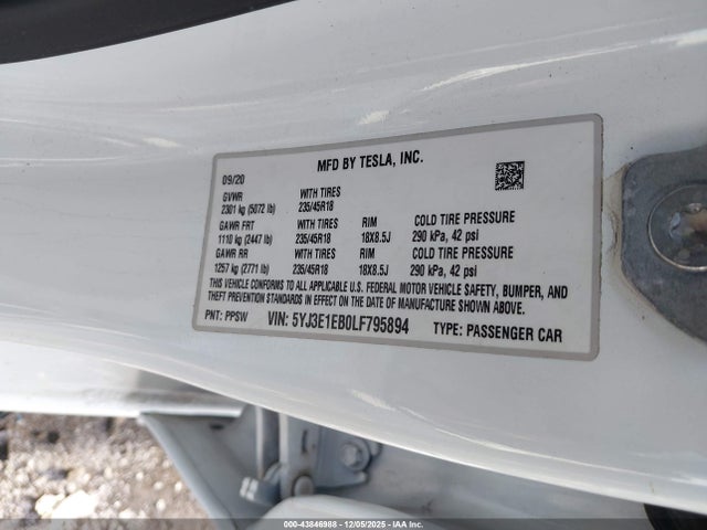 2020 TESLA MODEL 3 5YJ3E1EB0LF795894 Photo 8