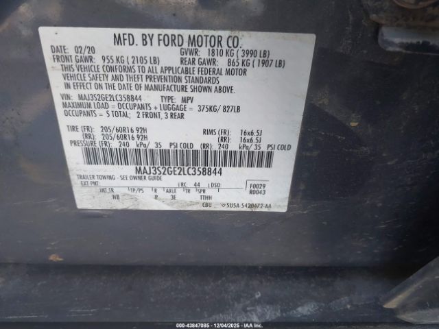 2020 FORD ECOSPORT MAJ3S2GE2LC358844 Photo 8