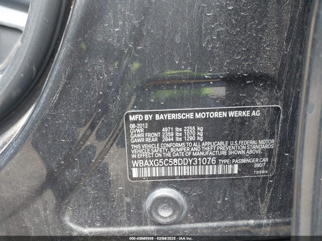 43847105 :رقم المزاد ، WBAXG5C58DDY31076 vin ، 2013 Bmw 528i مزاد بيع