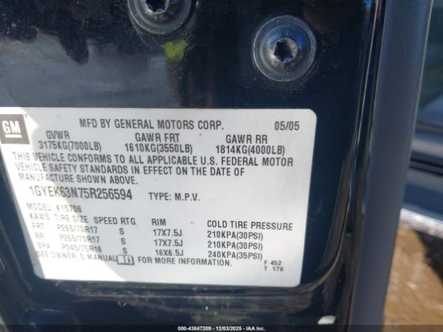 2005 CADILLAC ESCALADE 1GYEK63N75R256594 Photo 8