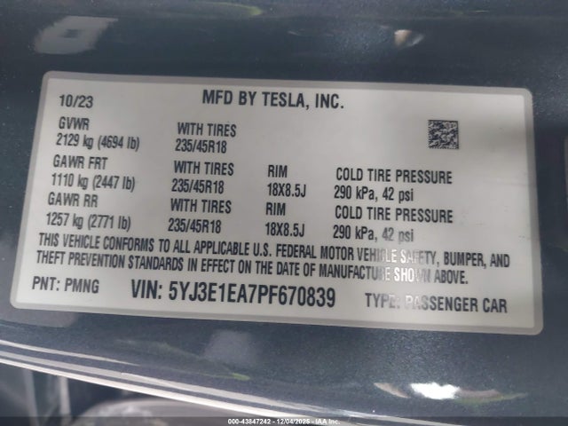 2023 TESLA MODEL 3 5YJ3E1EA7PF670839 Photo 8
