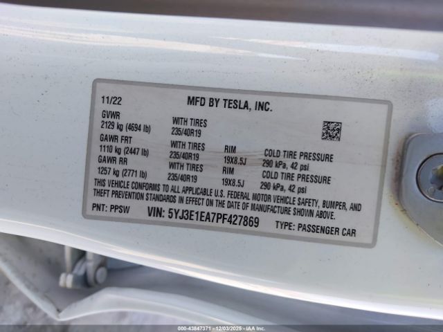 2023 TESLA MODEL 3 5YJ3E1EA7PF427869 Photo 8