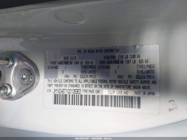 JM1NDAB71G0106963 Mazda Mx-5 Miata Sport