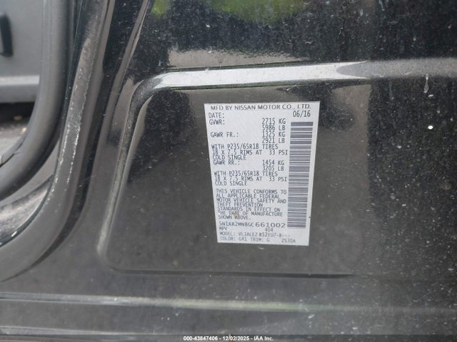 Продажа на аукционе авто 2016 Nissan Pathfinder Platinum/s/sl/sv, vin: 5N1AR2MN8GC661002, номер лота: 43847406