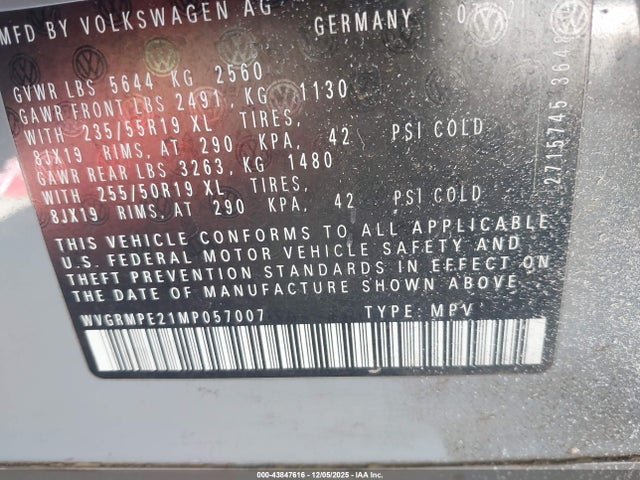 WVGRMPE21MP057007 Volkswagen ID.4 PRO