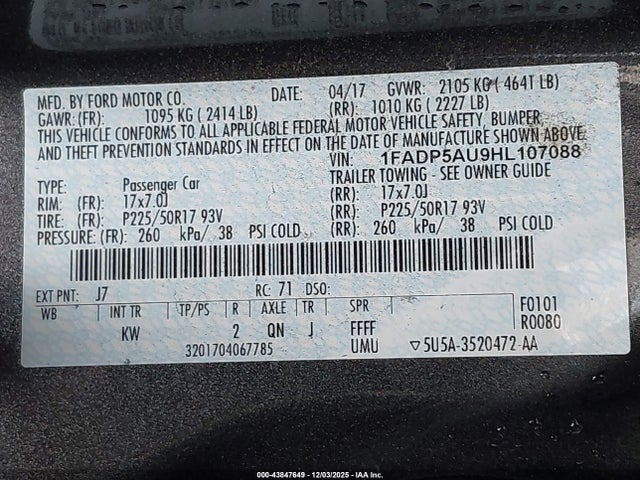 1FADP5AU9HL107088 Ford C-max Hybrid Se