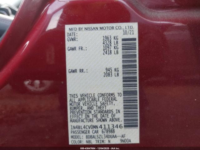 2021 NISSAN ALTIMA 1N4BL4CV0MN411346 Photo 8