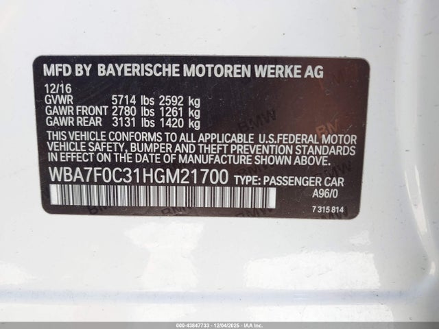 2017 BMW 750I WBA7F0C31HGM21700 Photo 8