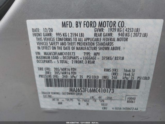 2021 FORD ECOSPORT MAJ6S3FL6MC410173 Photo 8