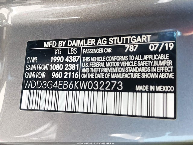 Продажа на аукционе авто 2019 Mercedes-benz A 220, vin: WDD3G4EB6KW032273, номер лота: 43847745
