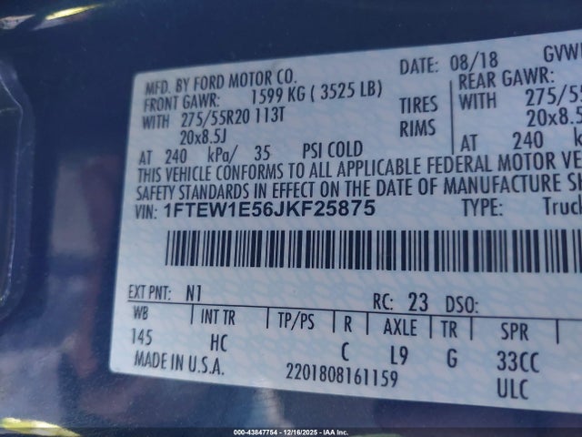 Ford F-150 Lariat 2018 1FTEW1E56JKF25875 Image 9