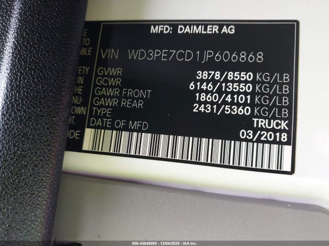 2018 MERCEDES-BENZ SPRINTER 2500 WD3PE7CD1JP606868 Photo 8