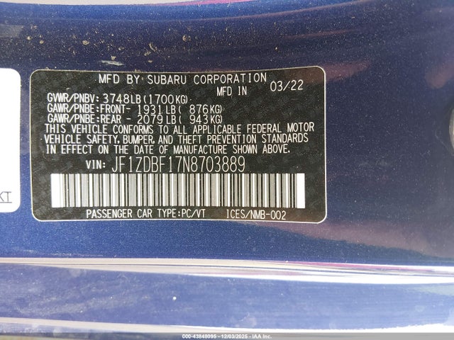 2022 SUBARU BRZ JF1ZDBF17N8703889 Photo 8