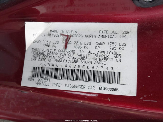 2005 MITSUBISHI ECLIPSE 4A3AC44G25E002740 Photo 8