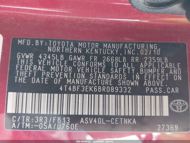 2011 TOYOTA CAMRY 4T4BF3EK6BR089332 Photo 8