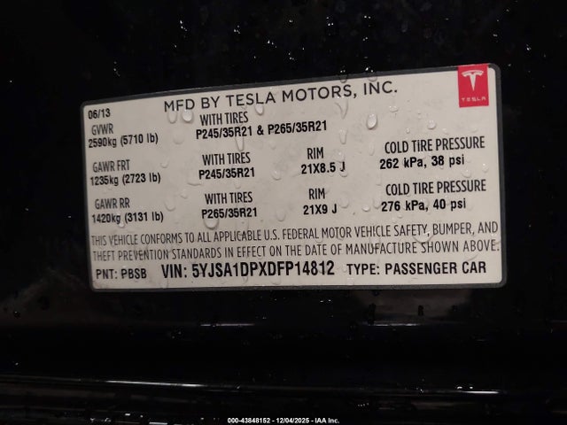 2013 TESLA MODEL S 5YJSA1DPXDFP14812 Photo 8