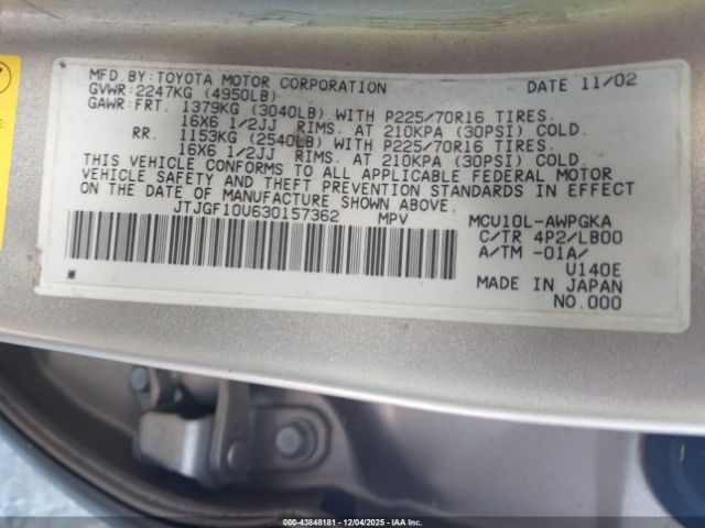 2003 LEXUS RX 300 JTJGF10U630157362 Photo 8