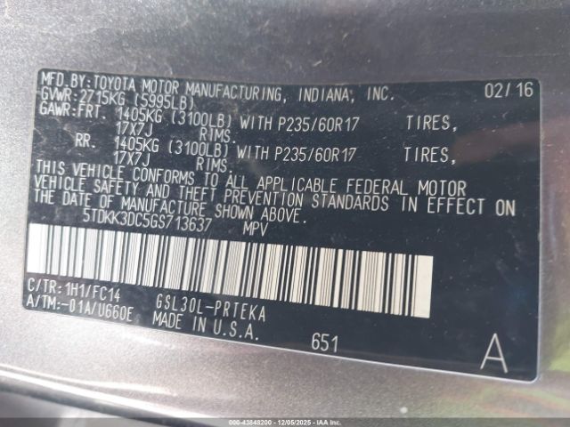 2016 TOYOTA SIENNA 5TDKK3DC5GS713637 Photo 8