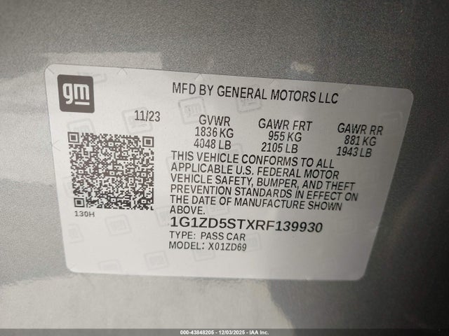 1G1ZD5STXRF139930 Chevrolet Malibu Fwd 1lt