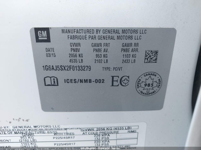 2015 CADILLAC ATS 1G6AJ5SX2F0133279 Photo 8