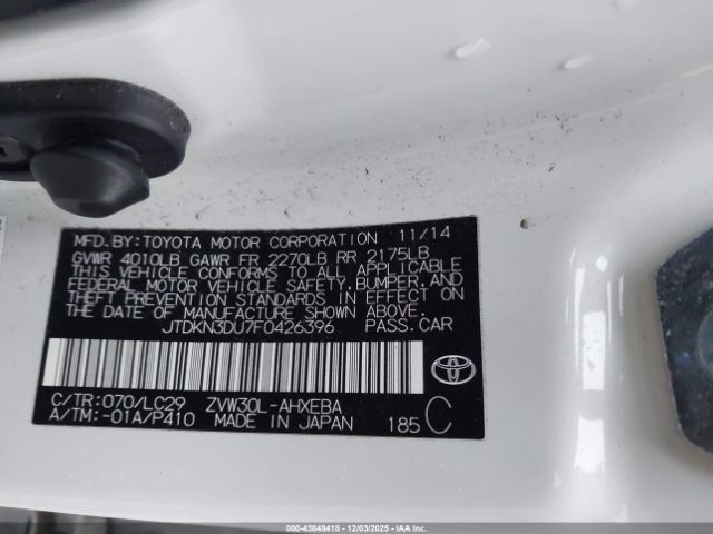 2015 TOYOTA PRIUS JTDKN3DU7F0426396 Photo 8