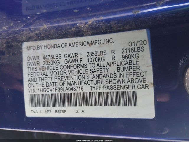 1HGCV1F39LA048716 Honda Accord Sport