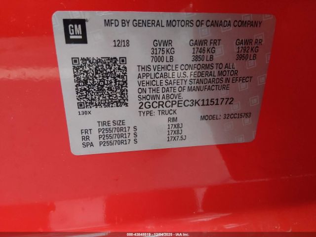 2019 CHEVROLET SILVERADO 1500 LD 2GCRCPEC3K1151772 Photo 8