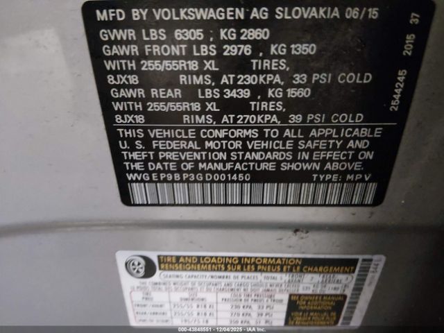 2016 VOLKSWAGEN TOUAREG WVGEP9BP3GD001450 Photo 8