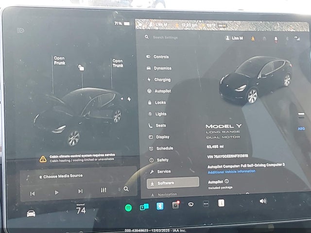 43848623 :رقم المزاد ، 7SAYGDEE6NF313818 vin ، 2022 Tesla Model Y Long Range Dual Motor All-wheel Drive مزاد بيع