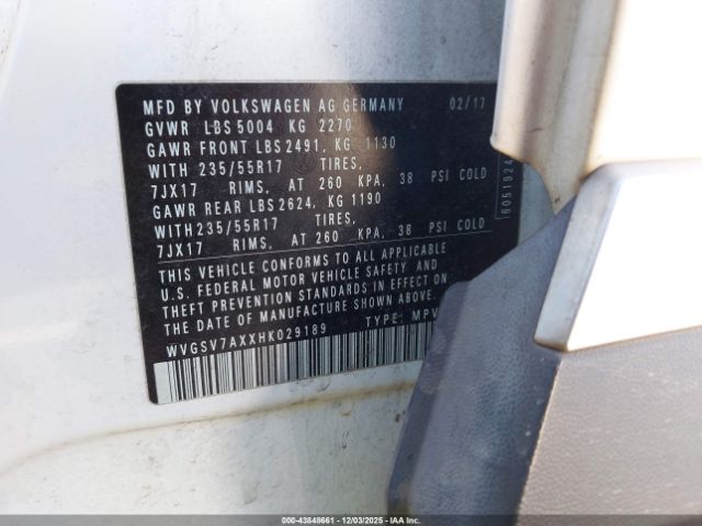 2017 VOLKSWAGEN TIGUAN WVGSV7AXXHK029189 Photo 8